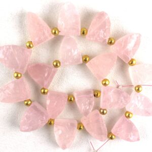 AAA Rose Quartz Gemstone Strand: Half Marquise Roughs, 18pc (10x14-12x18 MM)