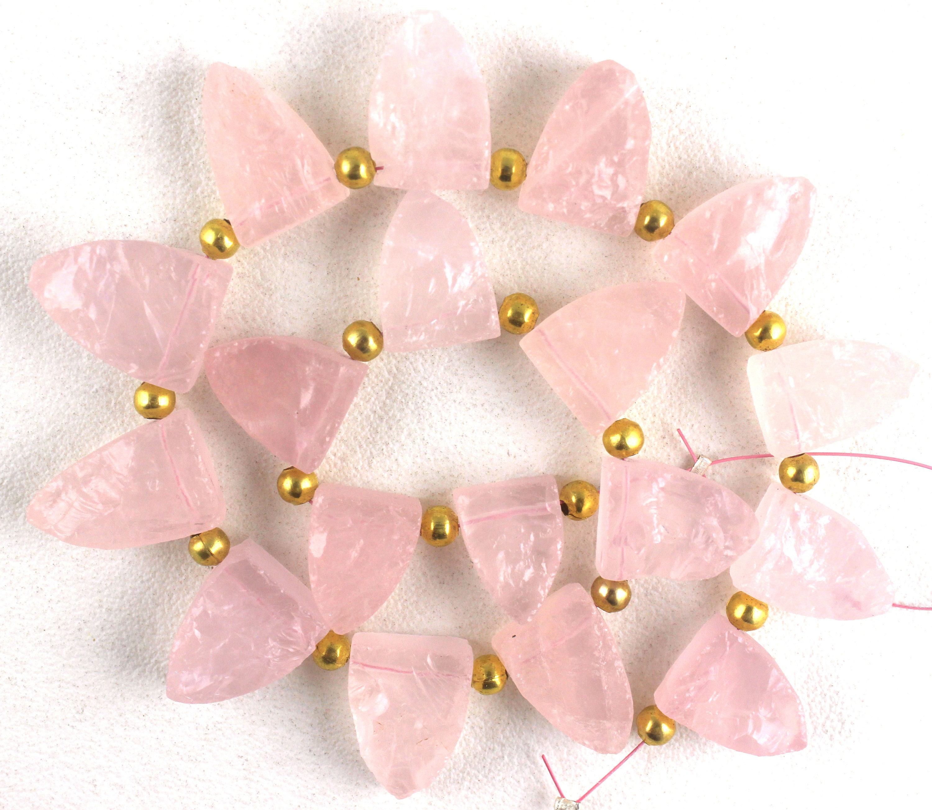 Aaa Rose Quartz Gemstone Strand: Half Marquise Roughs, 18pc (10x14-12x18 Mm)