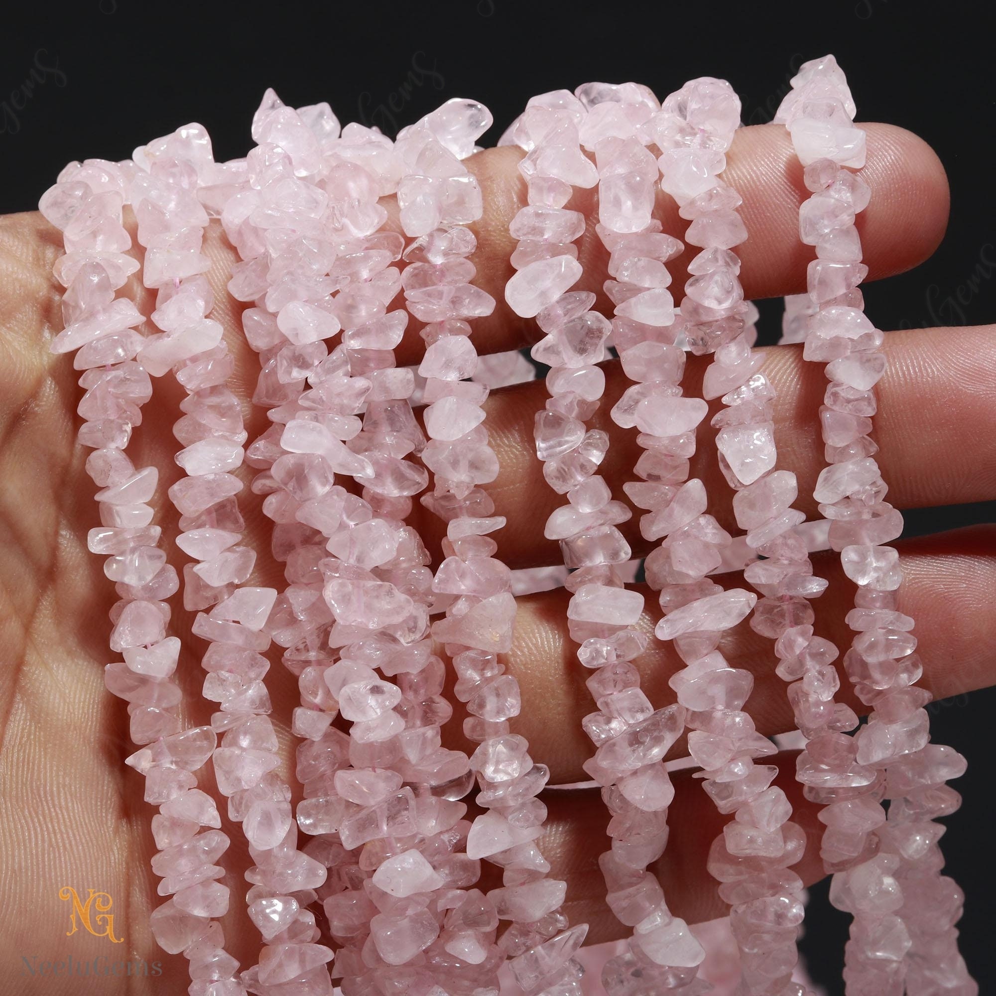 Aaa+ Pink Rose Quartz Uncut Chip Beads,natural Rose Quartz Raw Rough Tiny Nugget Chips,34" Gemstone Beads For Handmade Jewelry