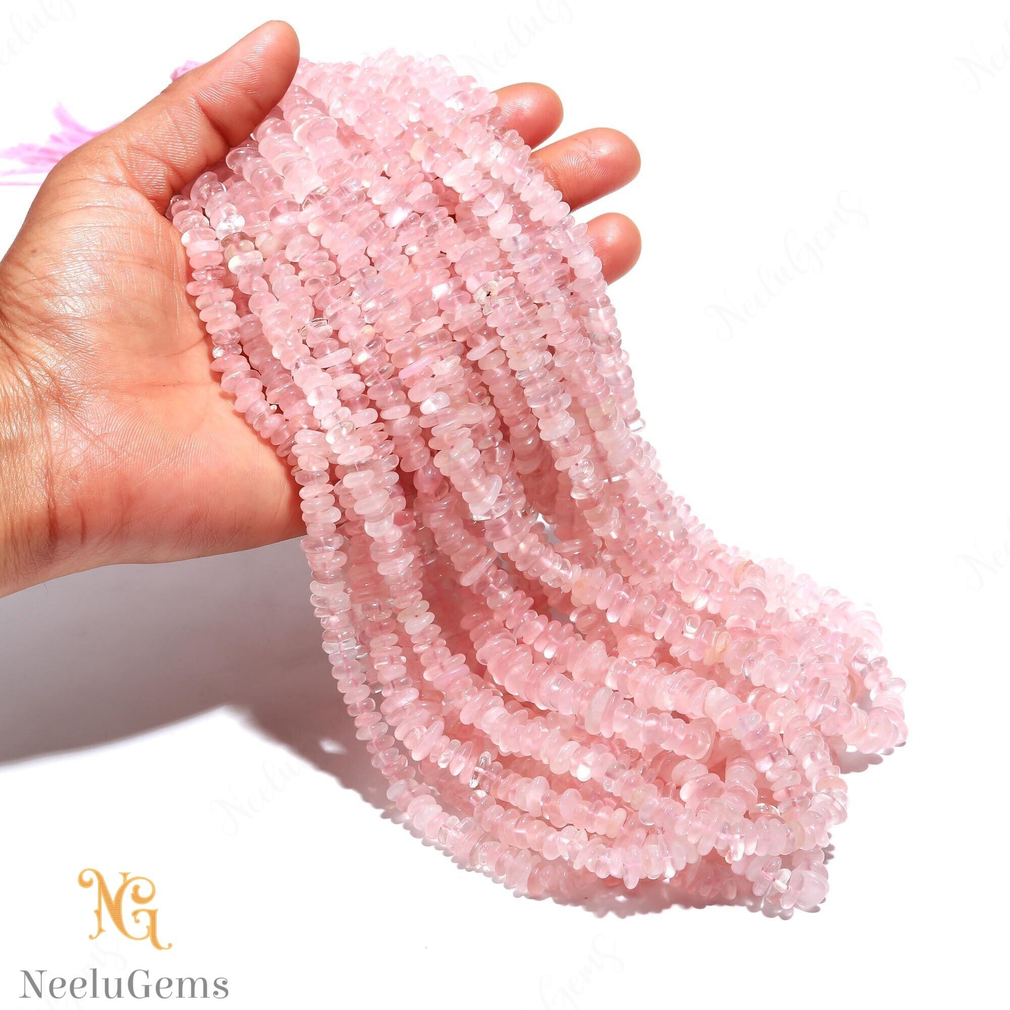 Aaa+ Pink Rose Quartz Smooth Flat Nugget Beads,natural Rose Quartz Nugget Beads,18" Sumbrine Nuggets Gemstone Beads For Handmade Jewelry