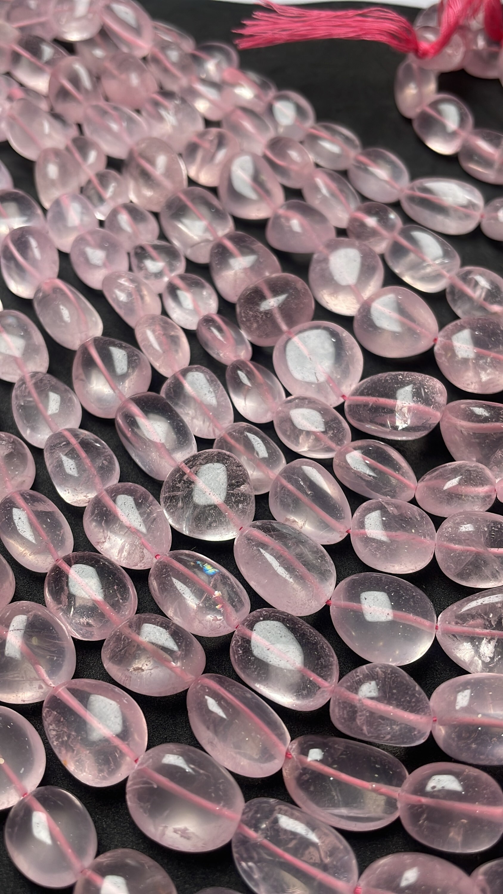 Amazing Color Rose Quartz Smooth Nuggets Shaped Beads, 14 Inches Size 14-15mm Rose Quartz Beads, An Amazing Item