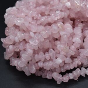 Rose Quartz Gemstone Chips Nuggets Beads - 5mm - 8mm, 32" Strand