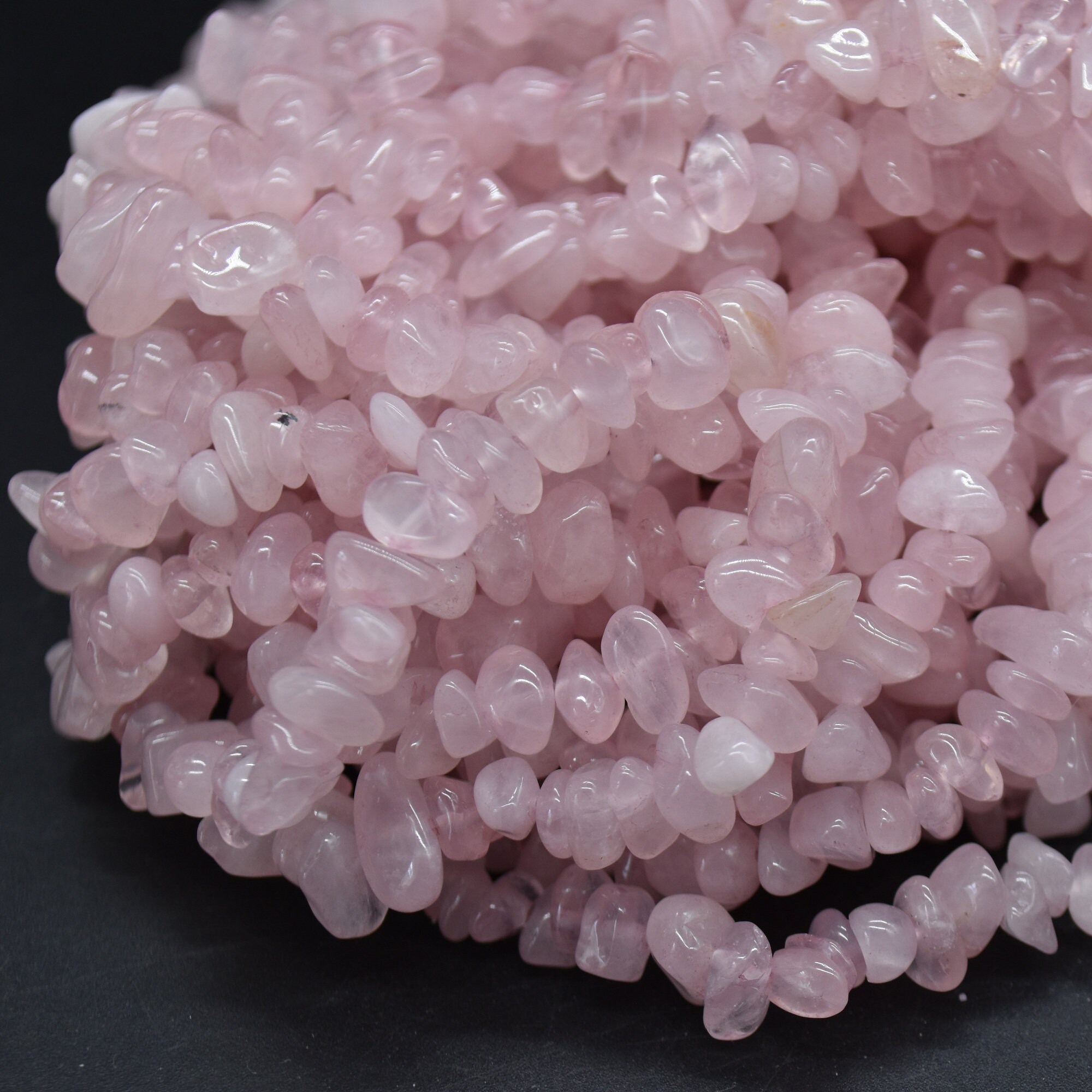 Rose Quartz Gemstone Chips Nuggets Beads - 5mm - 8mm, 32" Strand