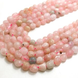 Genuine Natural Madagascar Pink Rose Quartz Smooth Polished Pebble Nugget Gemstone Beads - Pgs63
