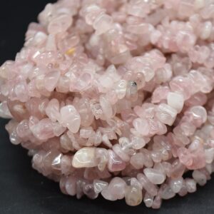 Madagascar Rose Quartz Gemstone Chips Nuggets Beads - 5mm - 8mm, 32" Strand