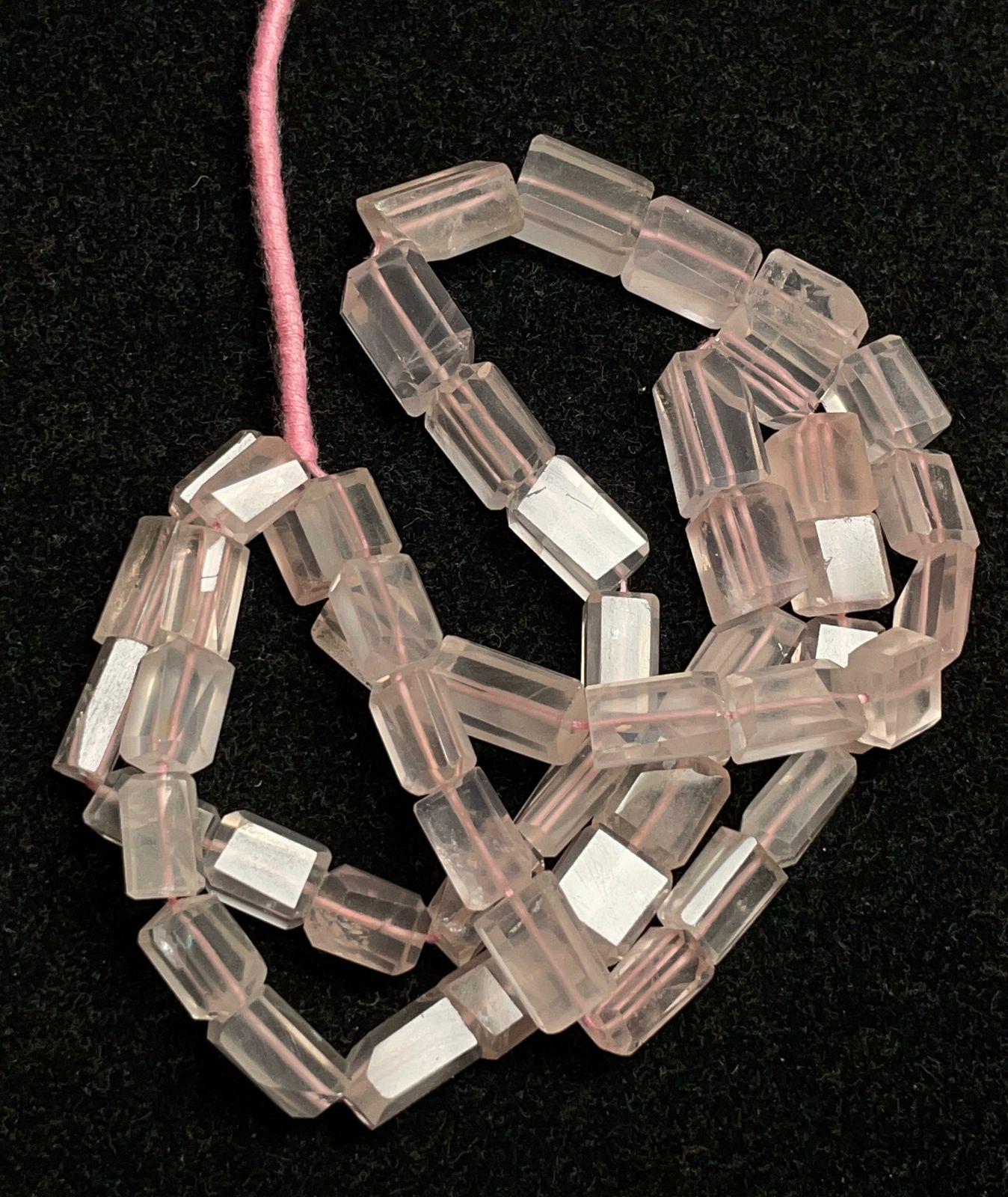 Natural Rose Quartz Faceted Box/nuggets Shape Gemstone Beads, Size- 10.5x7-15x10 Mm Graduation Strand Length- 12 Inches For Making Jewelry