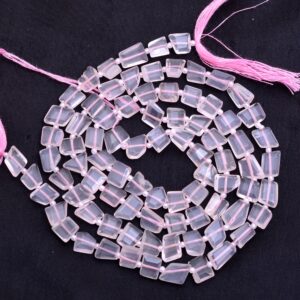 Natural Rose Quartz Gemstone 9mm-11mm Faceted Nugget Beads , Aaa+ Pink Rose Quartz Stepcut Tumbled Semi Precious Gemstone Beads , 13" Strand