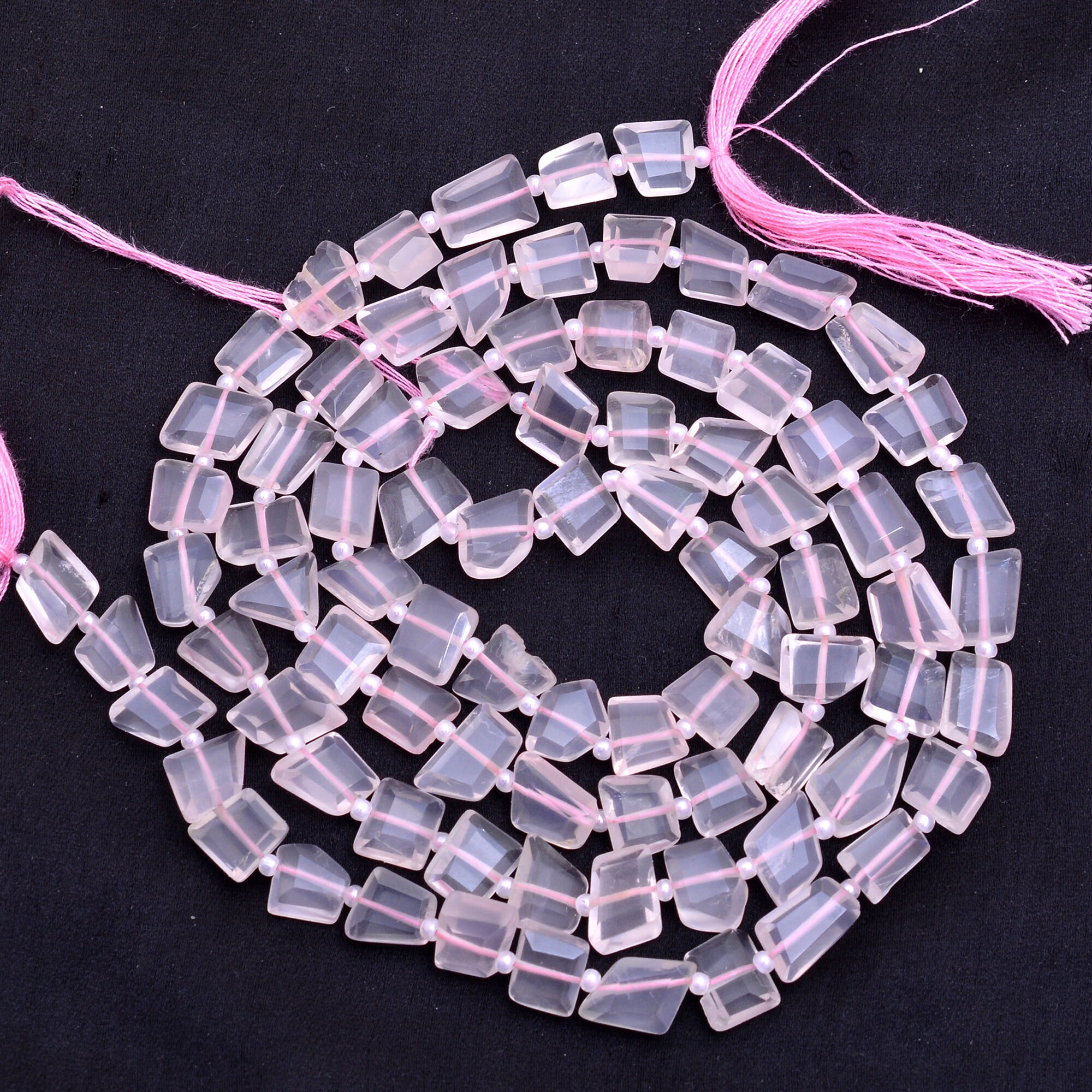 Natural Rose Quartz Gemstone 9mm-11mm Faceted Nugget Beads , Aaa+ Pink Rose Quartz Stepcut Tumbled Semi Precious Gemstone Beads , 13" Strand