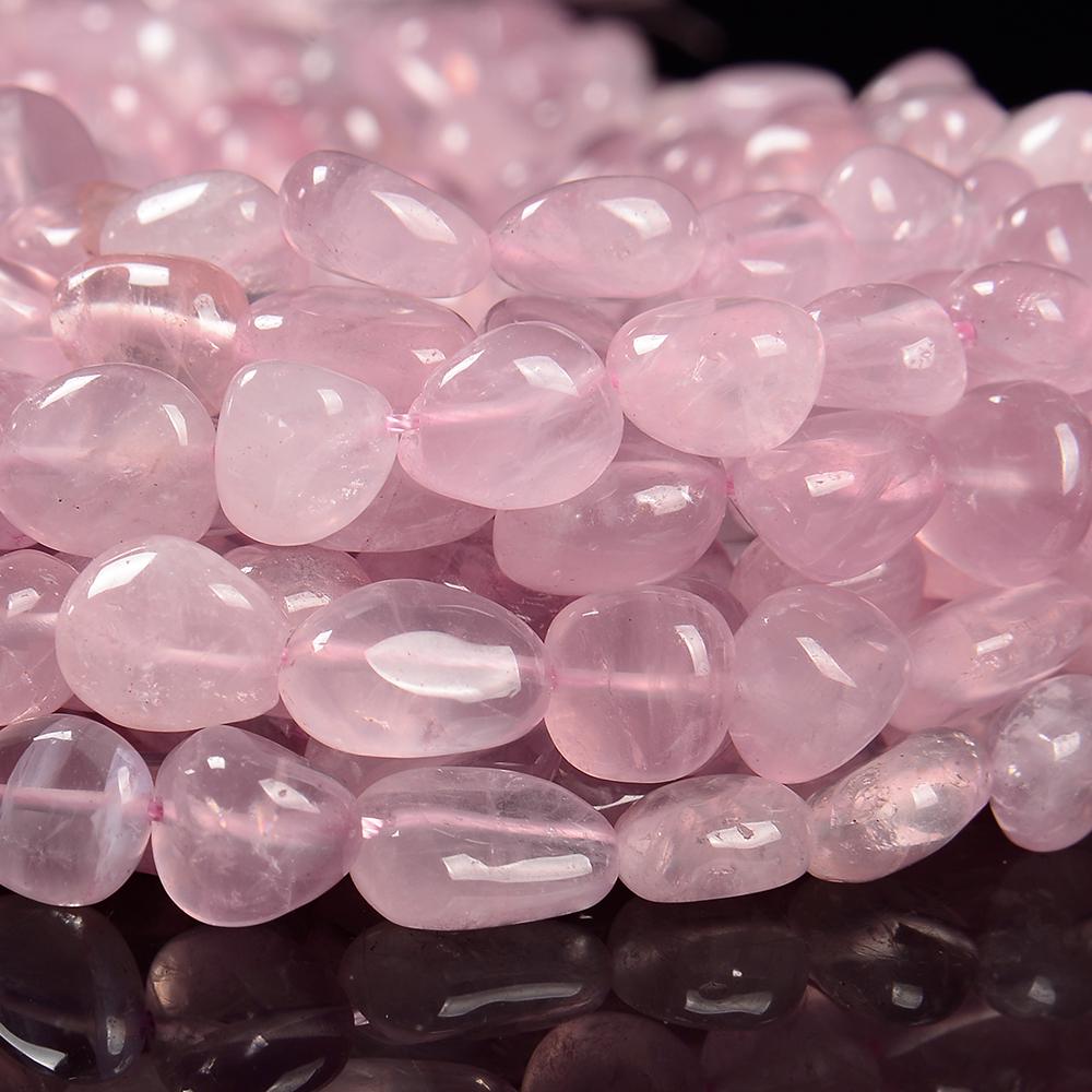 Natural Madagascar Rose Quartz Gemstone Grade Aaa Pebble Nugget Granule 8-10mm Loose Beads (d603)