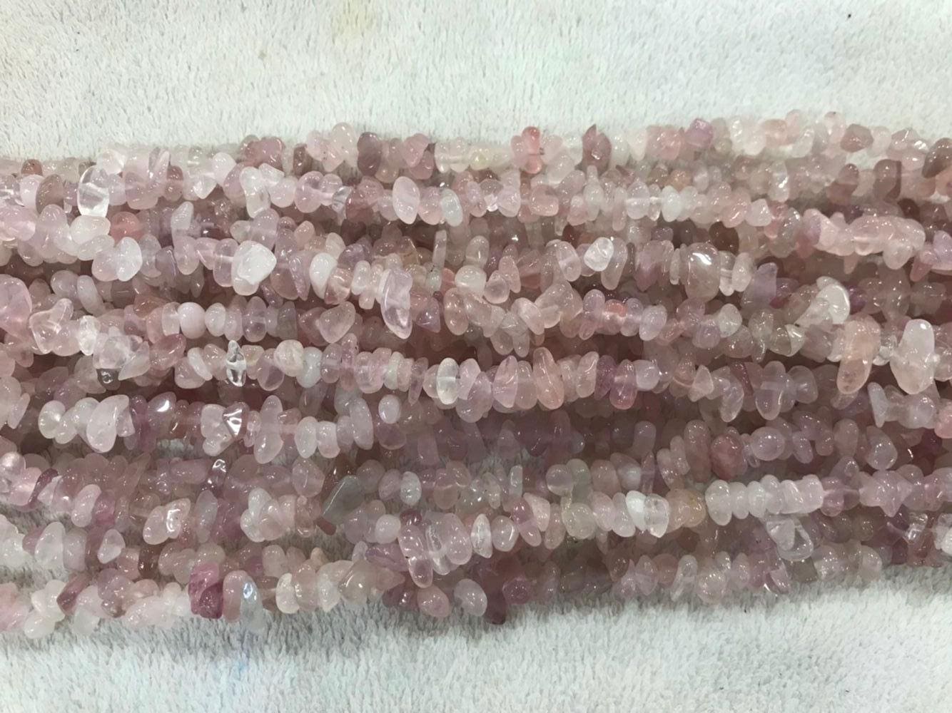 Natural Madagascar Rose Quartz 4-6mm / 5-8mm Chips Genuine Gemstone Loose Nugget Beads 34 Inch Jewelry Bracelet Necklace Material Supply