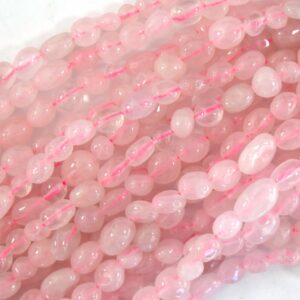 Natural Pink Rose Quartz Pebble Nugget Beads 15.5" Strand 6mm - 8mm, 8m- 10mm