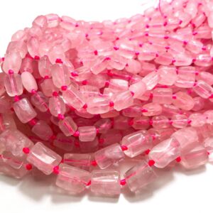 Natural Rose Quartz Rough Cut Nugget Cube Loose Chips Gemstone Assorted Size Beads - Pgs147