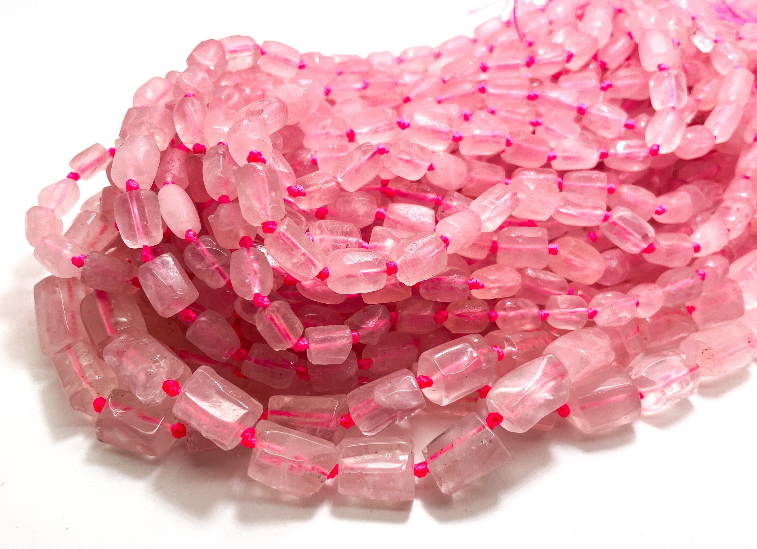 Natural Rose Quartz Rough Cut Nugget Cube Loose Chips Gemstone Assorted Size Beads - Pgs147