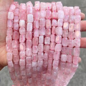 Natural Rose Quartz Square Nugget Loose Beads, Square Nugget Beads,wholesale Loose Beads Supply,one Strand 15"