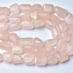 Rose Quartz Nugget 9 Inches Pink Rose Quartz Beads Faceted nugget Beads Size is 9-16mm, #2209
