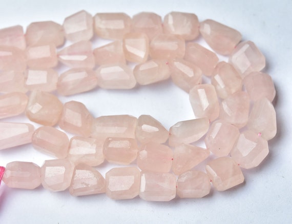 Rose Quartz Nugget 9 Inches Pink Rose Quartz Beads Faceted Nugget Beads Size Is 9-16mm, #2209
