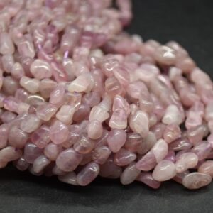 Purple Pink Madagascar Rose Quartz Gemstone Tumblestone Nugget Pebble Beads - 5mm - 8mm - 15" Strand