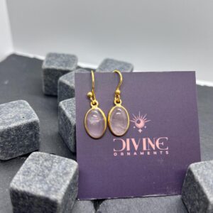 Rose Quartz 18K Gold Overlay Sterling Silver Hook Earrings