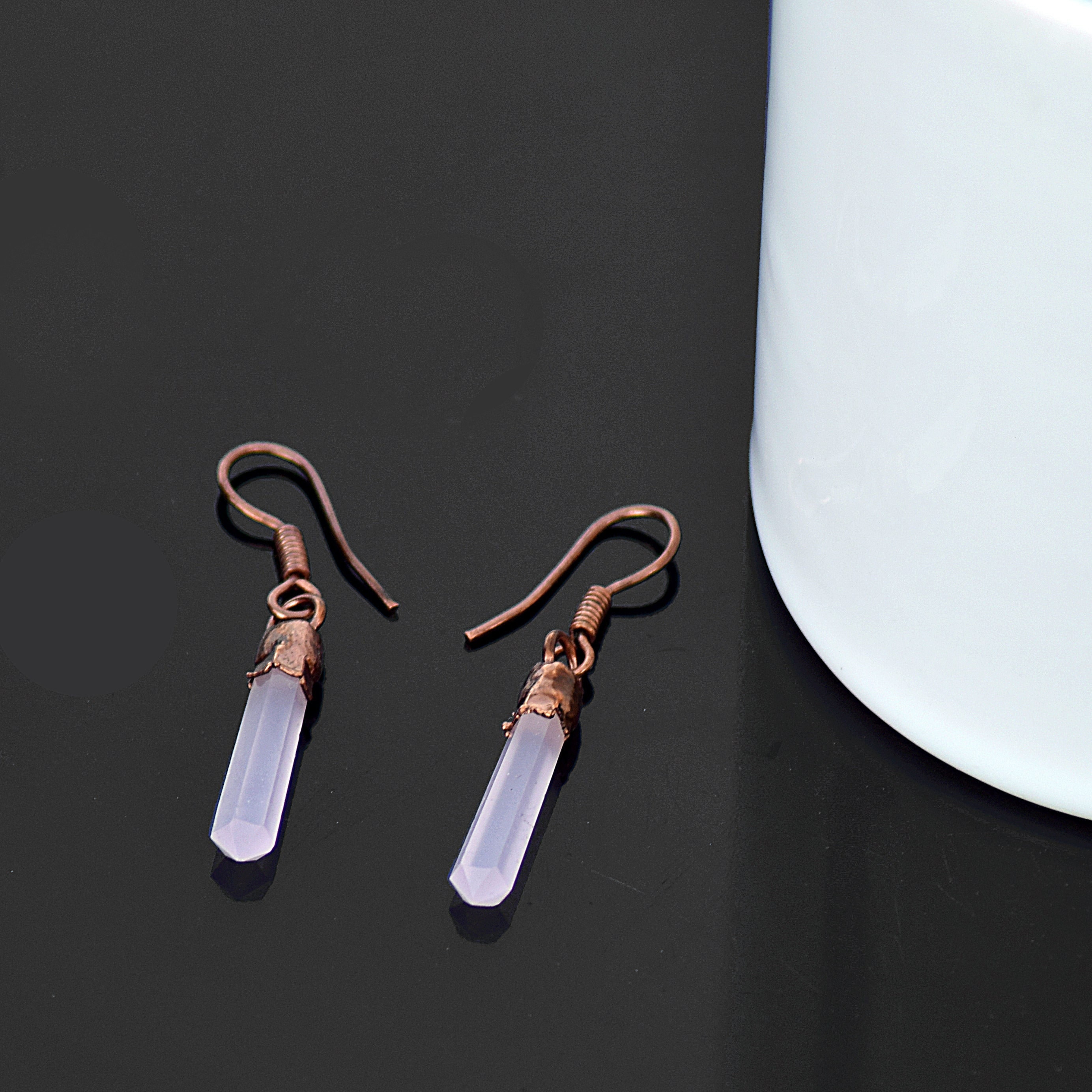 Dainty Rose Quartz Earrings \ Gift Jewelry \ Pencil Earring \ Dangle Earring \ Pointed Crystal Earrings \ Gemstone Earrings \ Brass Earrings Dainty Rose Quartz Earrings \ Gift Jewelry \ Pencil Earring \ Dangle Earring \ Pointed Crystal Earrings \ Gemstone Earrings \ Brass Earrings