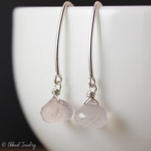 Rose Quartz Dangle Earrings: 14K Gold Filled or Sterling Silver