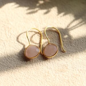 Rose Quartz Dangle Earrings: Handmade 925 Sterling Silver