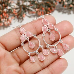 Rose Quartz Drop Earrings: Sterling Silver Gemstone Dangle Jewelry