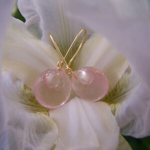Faceted Rose Quartz Donut Briolette, 14k Solid Gold Hook Style Earwire, Earrings