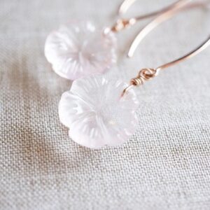 Rose Gold, Rose Quartz Cherry Blossom Earrings