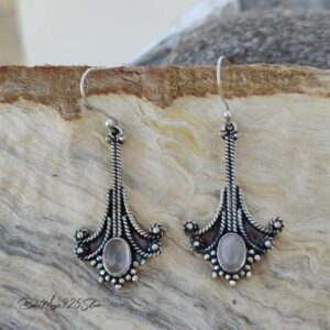 Handmade Rose Quartz Earrings: 925 Sterling Silver Gemstone Jewelry