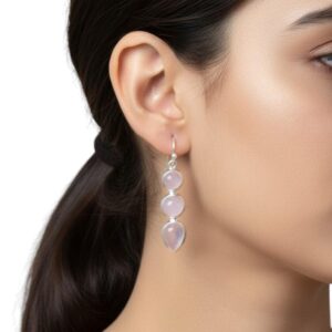 Handmade Rose Quartz 925 Sterling Silver Dangle Earrings