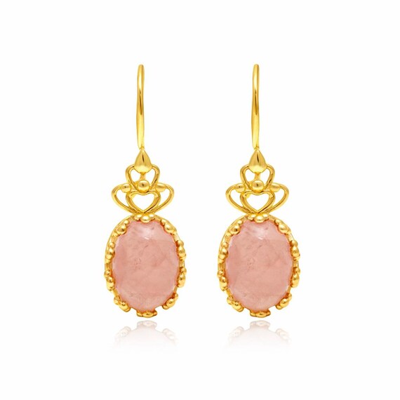 Natural Rose Quartz Earrings: 925 Sterling Silver, Handmade Pink Gemstone Jewelry, Wedding Gift