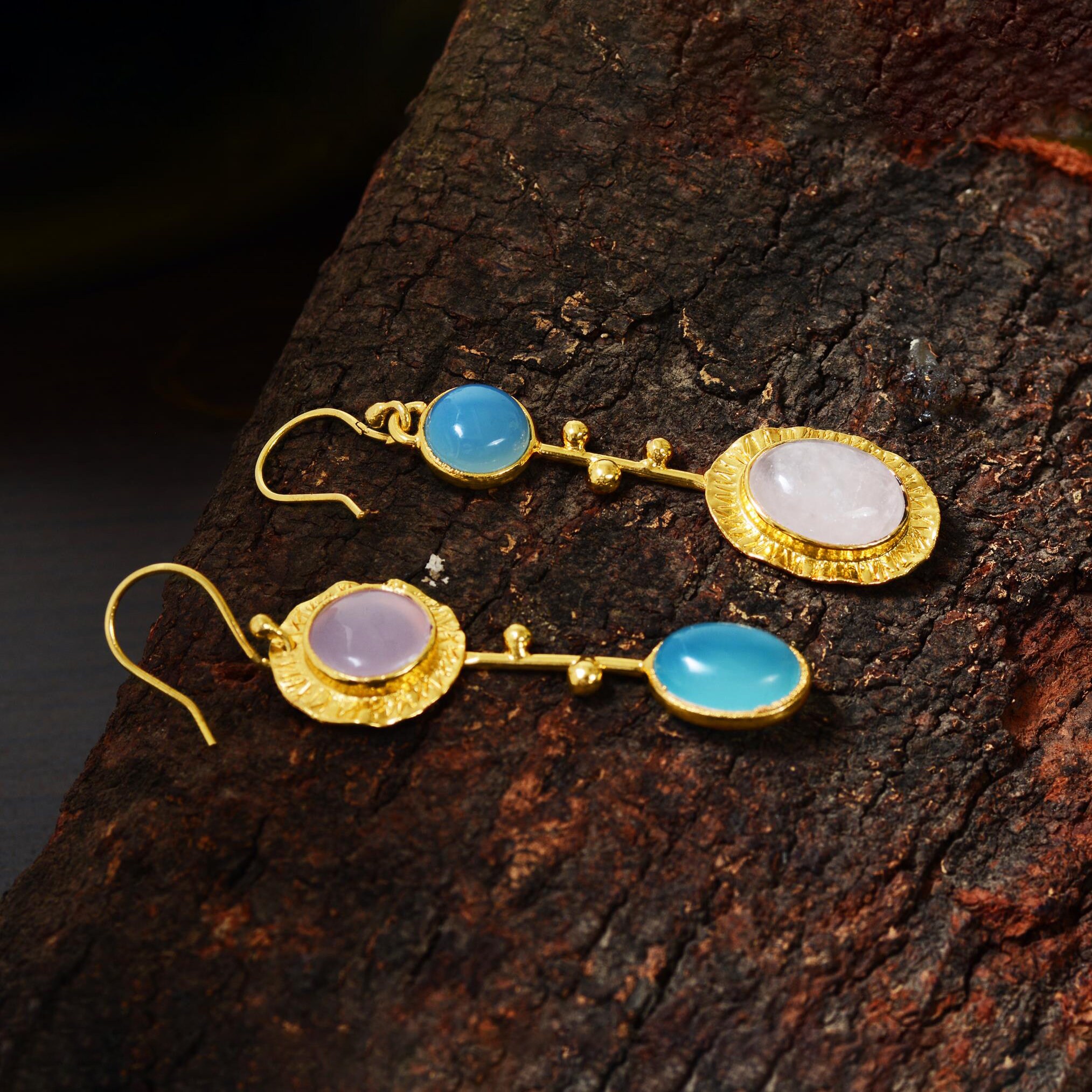 Natural Rose Quartz & Chalcedony Earrings Gemstone Earrings Dangle Earrings Drop Earrings Girls Jewelry Love Earrings Gift Items Natural Rose Quartz & Chalcedony Earrings Gemstone Earrings Dangle Earrings Drop Earrings Girls Jewelry Love Earrings Gift Items