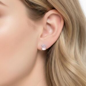 Pink Rose Quartz 925 Sterling Silver Stud Earring