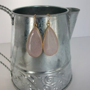 Rose Quartz Earrings • Pink Stone Earring • Large Rose Quartz Earrings • Stone Earrings • Genuine Rose Quartz Earrings • Affordable Gift
