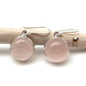 Rose Quartz Silver Dangly Earrings // Ice Pink Quartz Silver Earrings // Natural Rose Quartz Earrings // Smooth Rose Quartz // 925