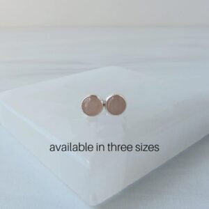 Rose Quartz Earrings Sterling Silver • Gemstone Stud Earrings • Round Gemstone Earrings • Rose Quartz Stud Earrings • Affordable Gift