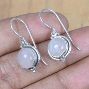 Rose Quartz Sterling Silver Earrings: January Birthstone Jewelry