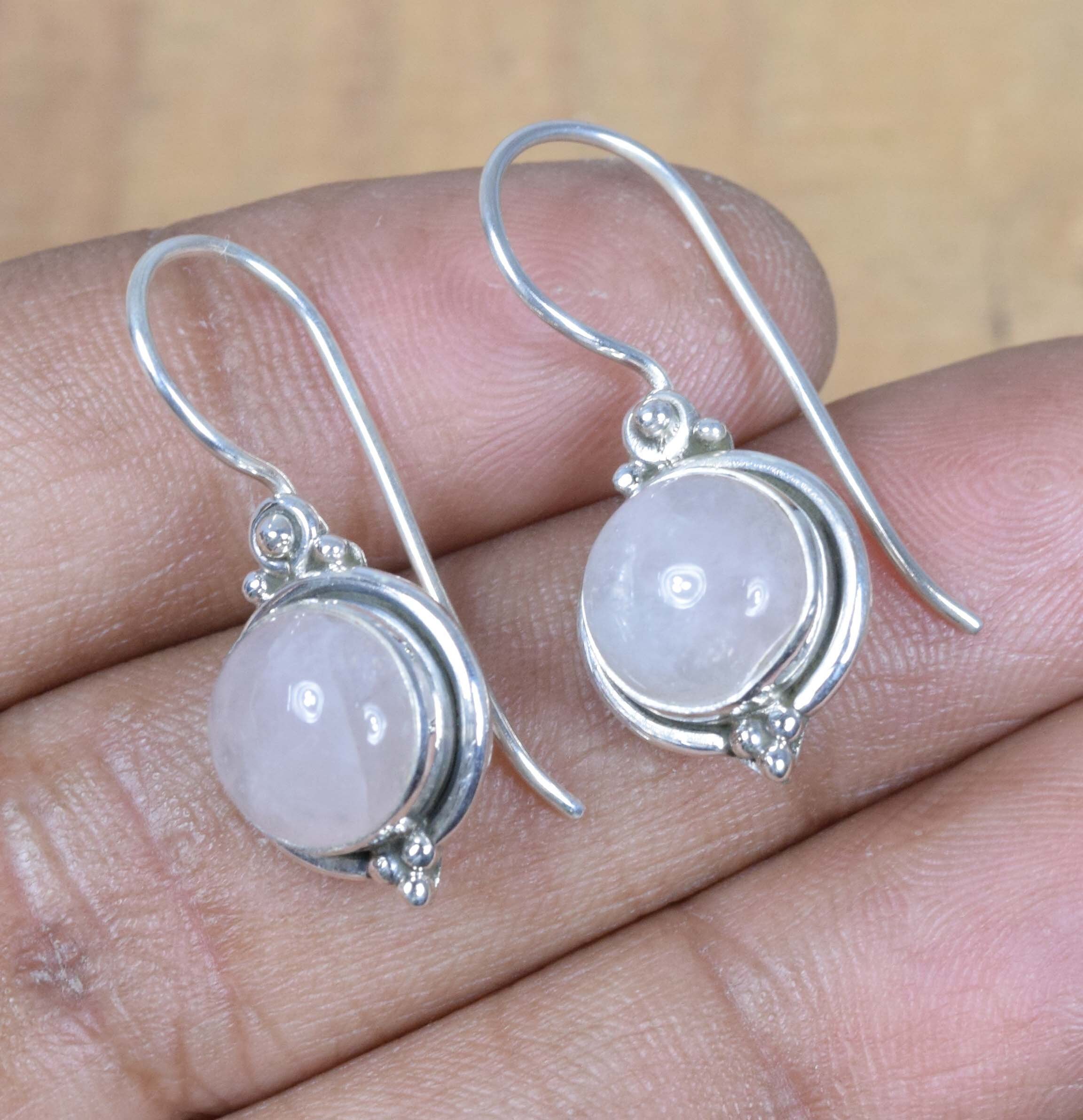 Rose Quartz Sterling Silver Earrings: January Birthstone Jewelry