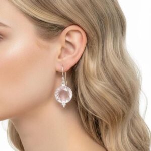 Rose Quartz Sterling Silver Hook Earrings: Faceted Gemstone, Handmade