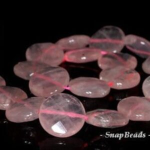 18mm Rose Quartz Gemstone Faceted Flat Round Loose Beads 7 inch half Strand LOT 1,2 and 6 (90191219-B25-544)