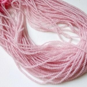 2-2.5mm Rose Quartz Faceted Rondelle Beads, Natural Rose Quartz Beads, 13 Inch Rose Quartz For Jewelry, Pink Rose Quartz (1st To 5st Option)