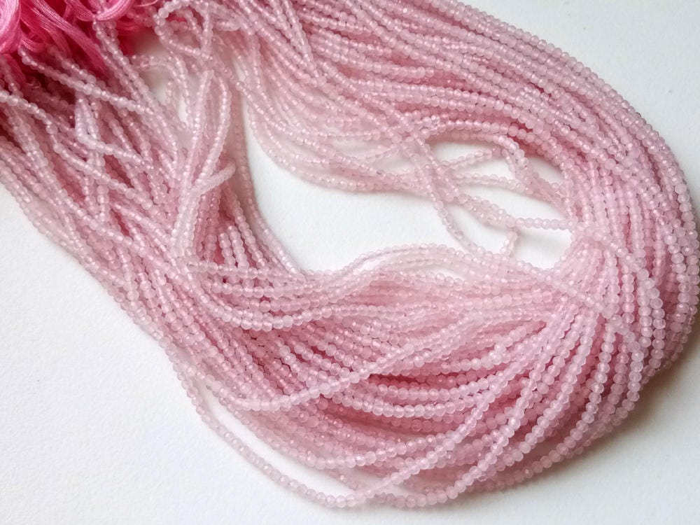 2-2.5mm Rose Quartz Faceted Rondelle Beads, Natural Rose Quartz Beads, 13 Inch Rose Quartz For Jewelry, Pink Rose Quartz (1st To 5st Option)