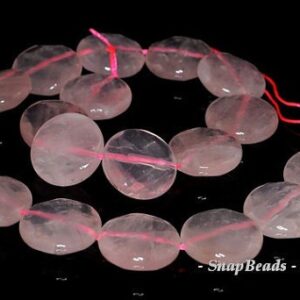 20mm Rose Quartz Gemstone Faceted Flat Round Loose Beads 7 inch Half Strand LOT 1,2,6,12 and 50 (90191220-B24-543)