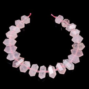 29x14-25x11MM Natural Madagascar Rose Quartz Gemstone Gradated Center Drilled Faceted Points Beads 15.5 inch Full Strand (80016554-S17)