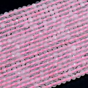 2MM Rose Quartz Beads Grade AAA Genuine Natural Gemstone Full Strand Faceted Round Loose Beads 15.5" Bulk Lot Options (107681-2505)