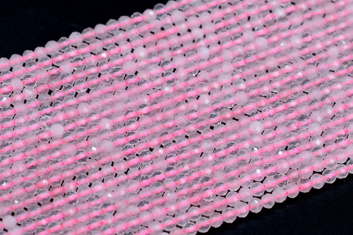 2mm Rose Quartz Beads Grade Aaa Genuine Natural Gemstone Full Strand Faceted Round Loose Beads 15.5" Bulk Lot Options (107681-2505)