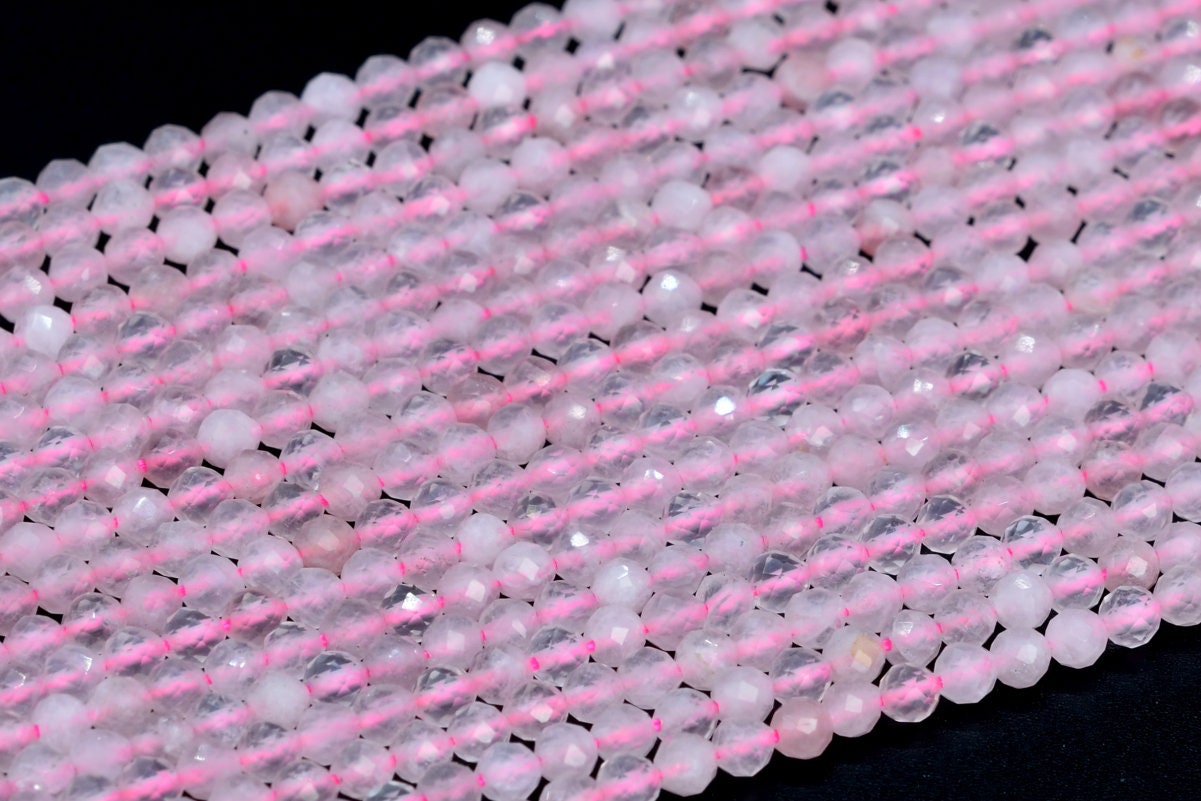 3mm Rose Quartz Beads Grade Aaa Genuine Natural Gemstone Full Strand Faceted Round Loose Beads 15" Bulk Lot Options (107682-2505)