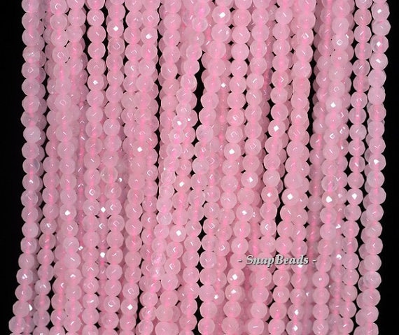3mm Rose Quartz Gemstone Pink Faceted Round 3mm Loose Beads 15.5 Inch Full Strand Lot 1,2,6,12 And 50 (90181586-107-3g)