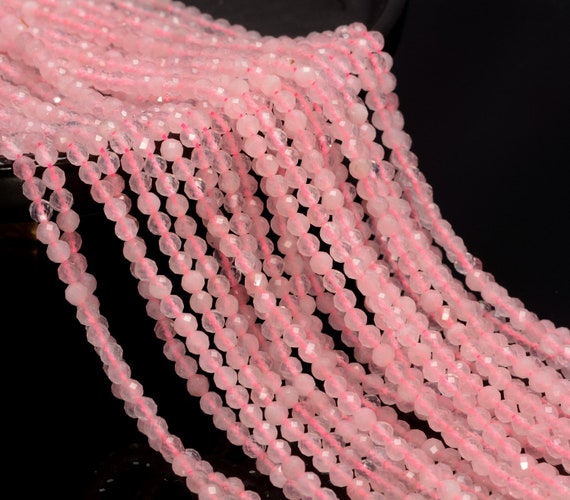 3mm Rose Quartz Gemstone Pink Micro Faceted Round Grade Aaa Beads 15inch Bulk Lot 1,6,12,24 And 48 (80010202-a193) 3mm Rose Quartz Gemstone Pink Micro Faceted Round Grade Aaa Beads 15inch Bulk Lot 1,6,12,24 And 48 (80010202-a193)