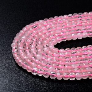 4MM  Rose Quartz Gemstone Grade AAA Micro Faceted Squre Cube Loose Beads BULK LOT 1,2,6,12 and 50 (P5)